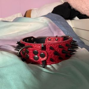 PU leather spike dog collar